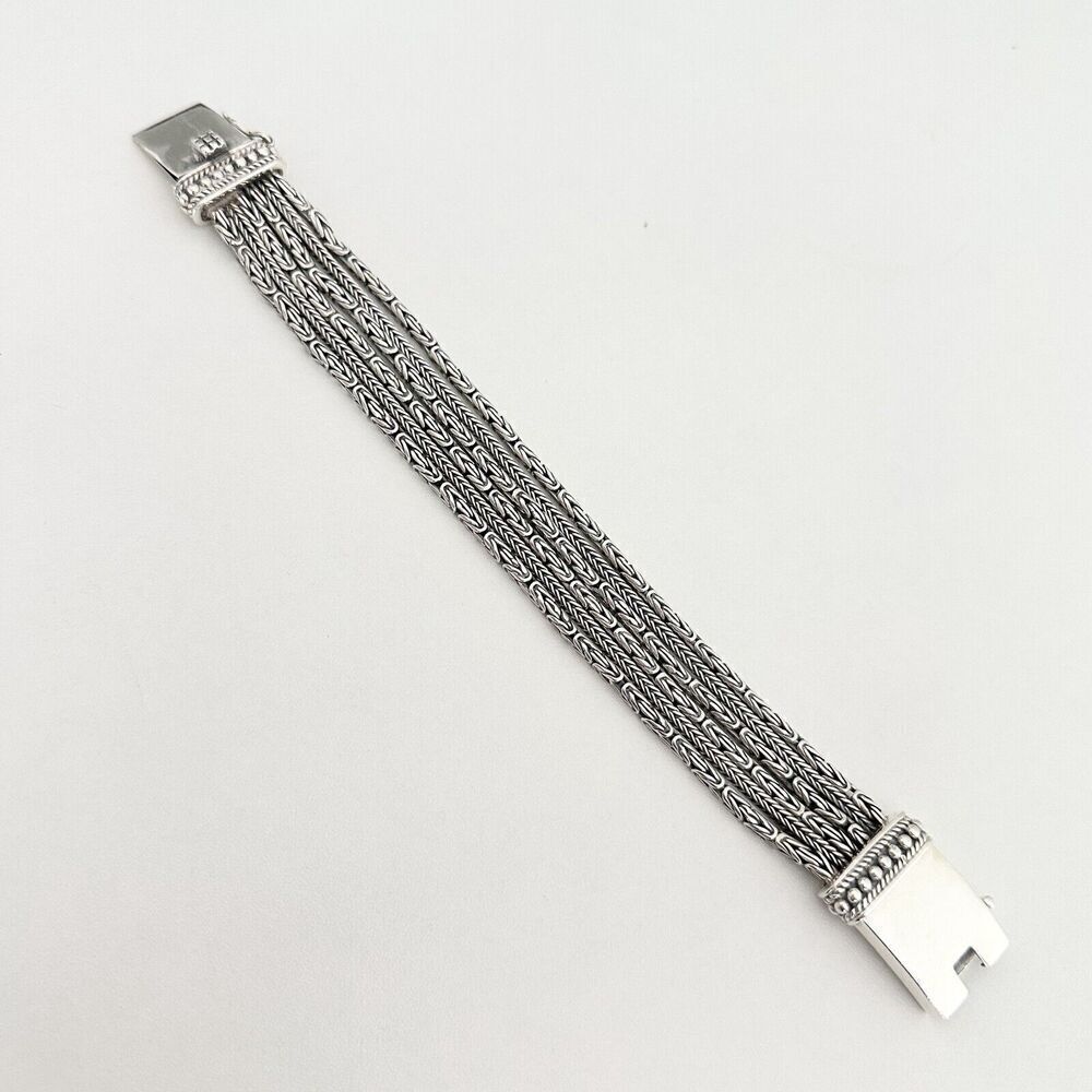 Vintage Silpada 925 Sterling Silver Chunky Five Strand Rows Byzantine Bracelet